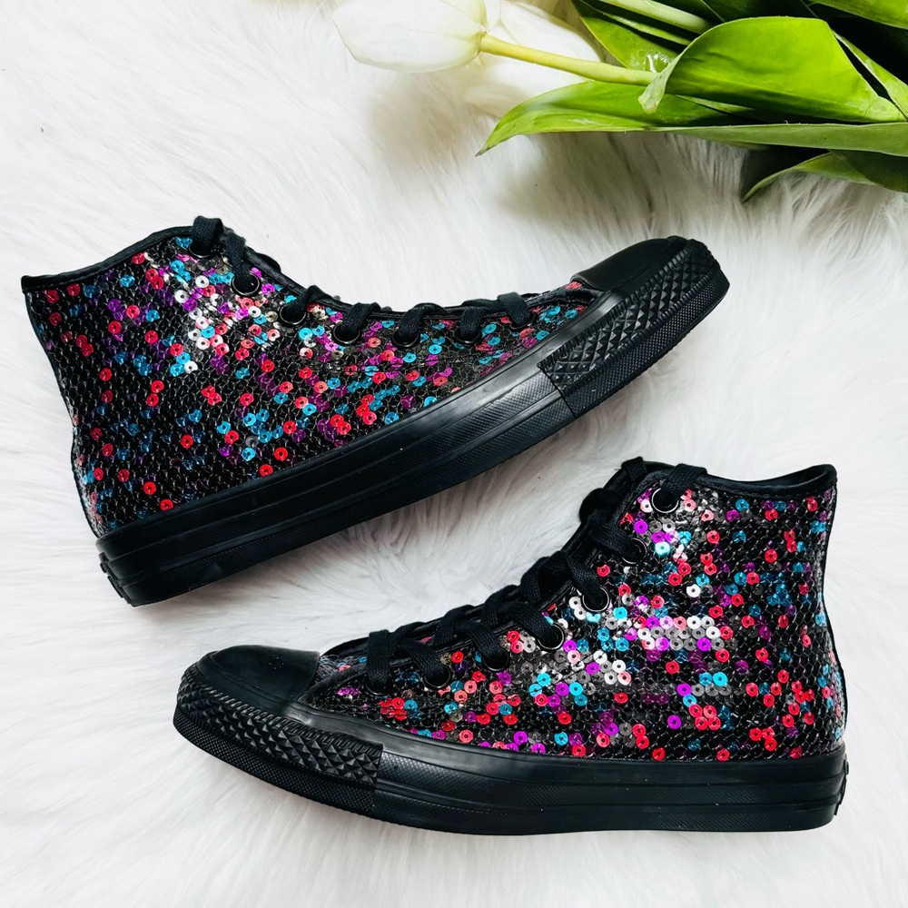 Converse High Top Sequin Sneakers - Picture 2 of 7